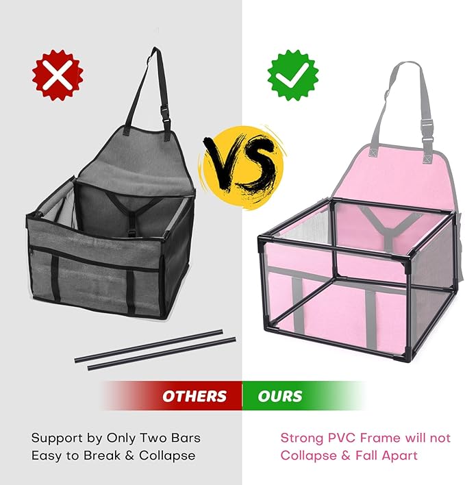 Dog Car Seats for Small and Medium Dogs,Portable Puppy/Pet Car Booster Seat with Clip-On Leash and Mesh Window for Pet Up to 20 lbs