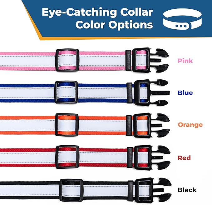 GoTags Reflective Personalized Dog Collar, Custom Embroidered with Pet Name and Phone Number in Red for Boy and Girl Dogs, 3 Adjustable Sizes, Small, Medium, and Large