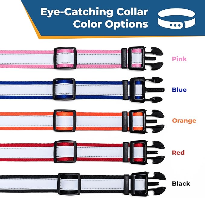 GoTags Reflective Personalized Dog Collar, Custom Embroidered with Pet Name and Phone Number in Orange for Boy and Girl Dogs, Adjustable Large