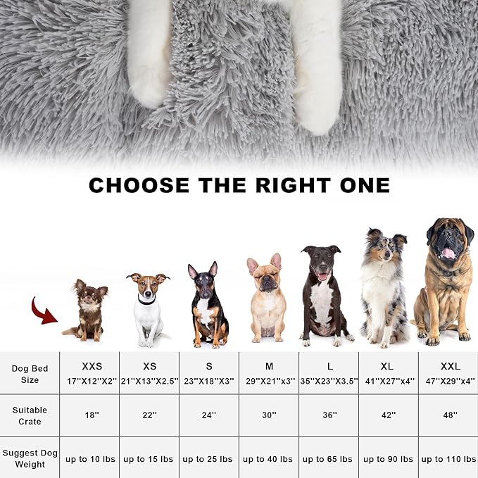 Bedfolks Waterproof Crate Bed, Plush Pad With Removable Cover, Faux Fur for XXL Dogs, Fluffy Washable Kennel Bed 47"x29", Solid Light Grey