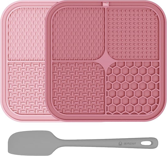 Dog Lick Mat 2 Pack – 8.5" Anxiety Relief & Slow Feeder with Suction Cups for Dogs & Cats