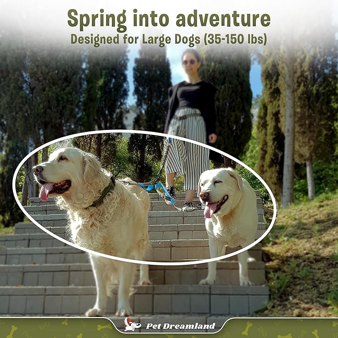 Pet Dreamland Exquisite Leash Coupler for Two Large Dogs with Tangle-Free Swivel. Dual Dog Attachment, Smooth Walks Guaranteed. You Will Absolutely Love This Amazing Gear for 2 Dogs (Grey & Blue)