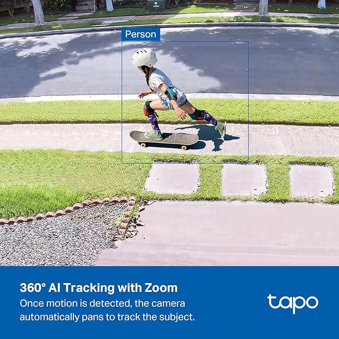 Tapo 4K Outdoor Pan/Tilt Wireless Security Camera - Battery with Solar Charging, 360° Motion Track, 24/7 Capture, Person/Vehicle Detection, Subscription-Free Local Storage or Optional Cloud, C660 KIT