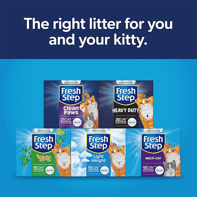 Fresh Step Outstretch Advanced Long Lasting Clumping Litter with Febreze Freshness, Activated Charcoal Litter Lasts 50% Longer, 32 lbs. (2 x 16 lb. Box)