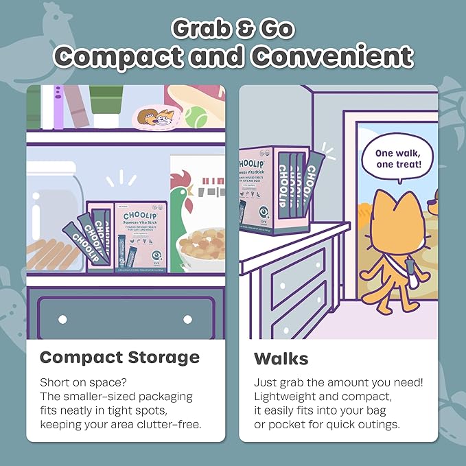 Choolip Squeeze Vita Stick Lickable Cat and Dog Treats, 49-Count Eye Support Variety Pack, Chicken and Tuna with Lutein, Omega-3 and Grapeseed Extract