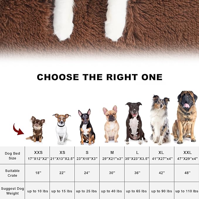 Bedfolks Waterproof Crate Pad, Plush Faux Fur Kennel Bed for Extra Large Dogs, Removable Cover, Fluffy Washable 41"x27", Solid Brown