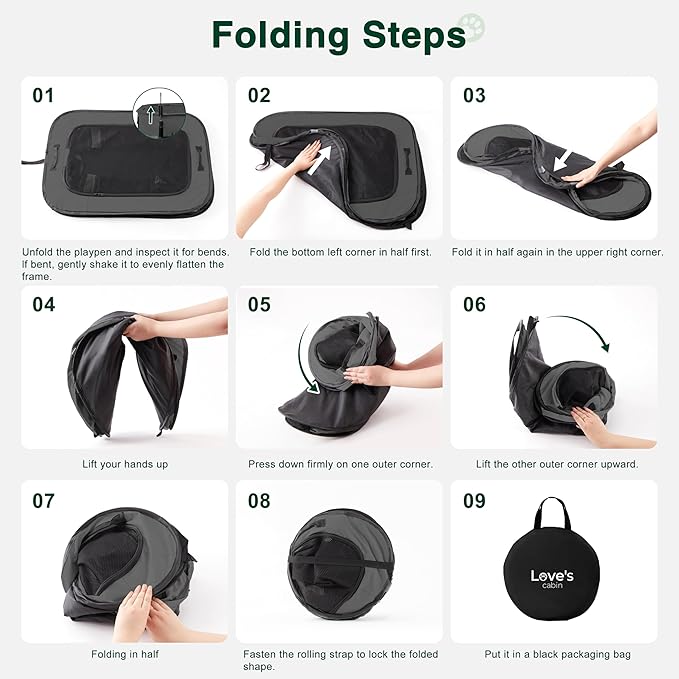 Love's cabin Pet Puppy Dog Playpen, Large Dog Tent Crates Cage Indoor/Outdoor, Portable Exercise Playpen for Dog and Cat, Foldable Pop Up Dog Kennel Playpen with Carring Case (L, Grey)