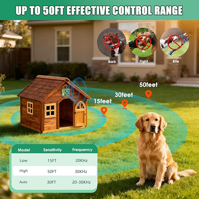 Anti Barking Device for Dogs: Ultrasonic Dog Bark Deterrent Devices with 3 Training Modes 50 FT | Dog Barking Silencer Bark Box for Indoor Outdoor | Stop Barking Control Device for Dogs (Green)
