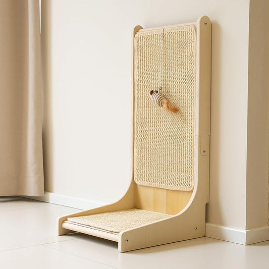 PETKARAY Sisal Cat Scratcher, Upright Cat Scratch Pad Wall Mounted, Vertical Scratching Post Alternative, L Shape Scratching Board 90°