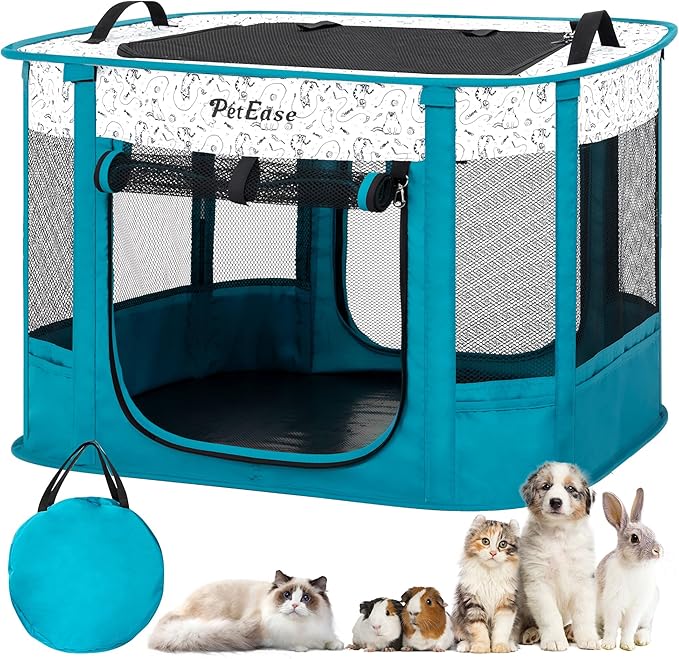 Portable Cat Playpen Dog Crate, Foldable Pet Cage for Rabbit Puppy Hamster, Indoor/Outdoor Cats Enclosure Cages Tent