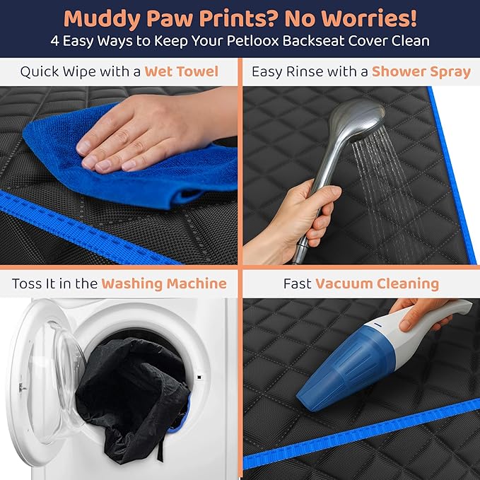 Dog Car Seat Cover for Back Seat, Waterproof Hammock for Car, SUV & Truck, Non-Slip Backseat Cover for Dogs, Heavy-Duty Dog Hammock Style Seat Protector Pets, Easy to Install & Clean