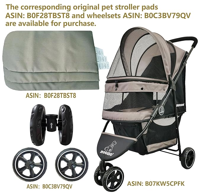 ROODO Escort 3 Wheel Dog Cat Pet Stroller for Small/Medium Dogs Cats Best Lightweight Foldable Portable Compact Jogger All Terrain Travel Pet Gear System Puppy Doggie Bunny Kitty Stroller(Grey)