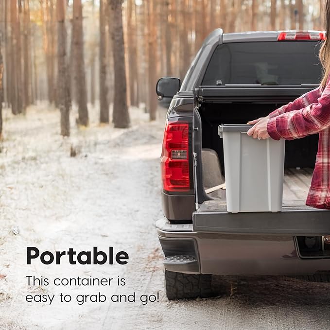 IRIS USA Stackable Dog Food Storage Container with 2 Cup Scoop, 4 Secure Latches, Fits up to 30 lbs, Pet Dry Food Bin, Gasket Seal Lid, BPA Free, Stackable, Easy Measure, Gray/Dark Gray