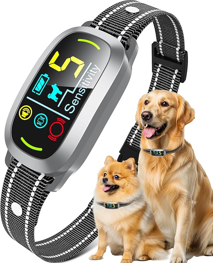 Smart AI Bark Collar for Large Medium Small Dogs, Anti Barking Device with 5 Training Modes, Exclusive Forced Bark-Stopping, Rechargeable Dog Bark Collar with 5 Sensitivity & IP67 Waterproof