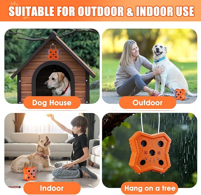 Anti Barking Device for Dogs: Ultrasonic Dog Bark Deterrent Devices with 3 Training Modes 50 FT | Dog Barking Silencer Bark Box for Indoor Outdoor | Stop Barking Control Device for Dogs (Orange)