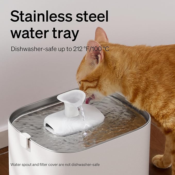 PETLIBRO Upgrade Cat Water Fountain Stainless Steel Tray, Dockstream 2 Cat Fountain Indoor, 3L/101oz Auto Cat Fountains for Drinking, App Monitoring Pet Water Fountain Dog, 5G WiFi Cat Water Dispenser