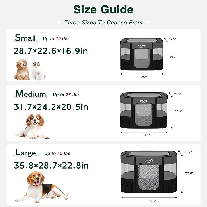 Love's cabin Pet Puppy Dog Playpen, Small Dog Tent Crates Cage Indoor/Outdoor, Portable Exercise Playpen for Cat, Foldable Pop Up Dog Kennel Playpen with Carring Case (S, Grey)