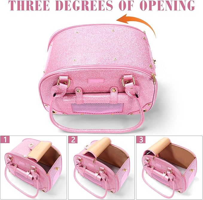 PetsHome Dog Carrier Purse, Pet Carrier, Bling Waterproof Premium Leather Pet Travel Portable Bag Carrier for Cat and Small Dog Home & Outdoor Small Bling Pink