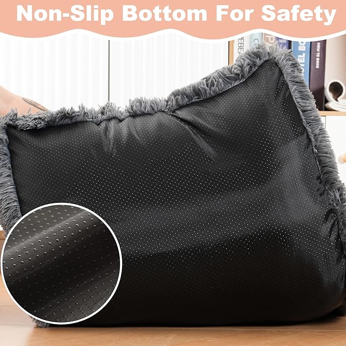 Bedfolks Waterproof Dog Crate Pad, Extra Large Faux Fur Dog Bed, Washable Kennel Bed 41"x27", Dark Grey