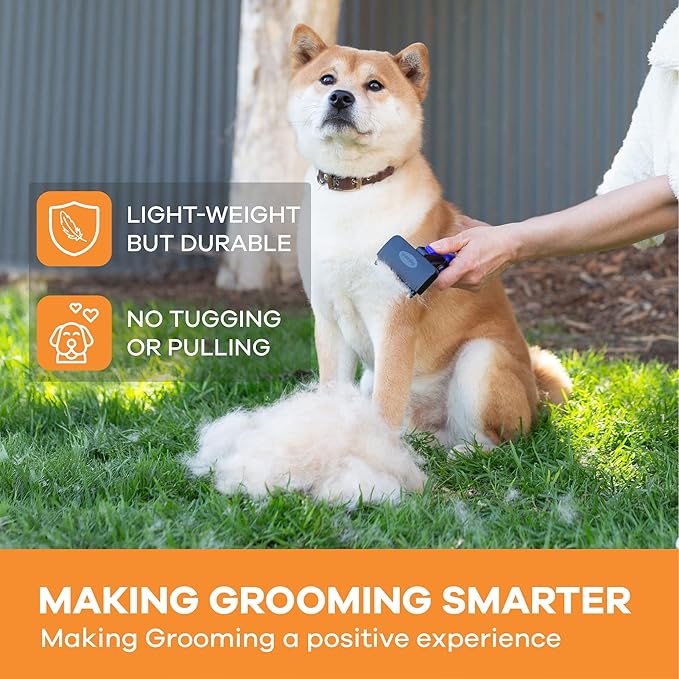 Deshedding Dog Brush for Short/Medium Hair (Medium,Blue) – Gentle Deshedding Tool for Dogs & Cats – Reduces Shedding, Without damaging Topcoat. Removes Loose Fur & Dead Undercoat.