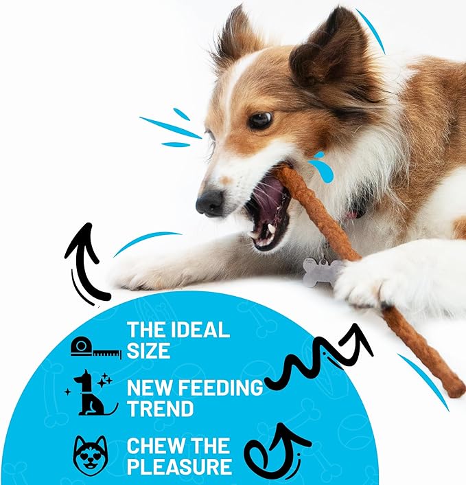 Sitka Farms Beef Sticks - 10 Inch Dog Chews, All Natural Beef Flavor - 50 Count, Premium Crunchy Munchy Sticks with Bully, Collagen and Gelatin