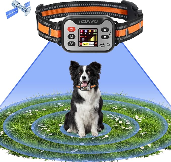 GPS Wireless Dog Fence, Electric Fence for Dogs | Safe Zone Radius up to 66-6561ft, Rechargeable & Waterproof Dog Collar, Pet Containment System-Outdoor Use, for Dogs Over 15 Lbs