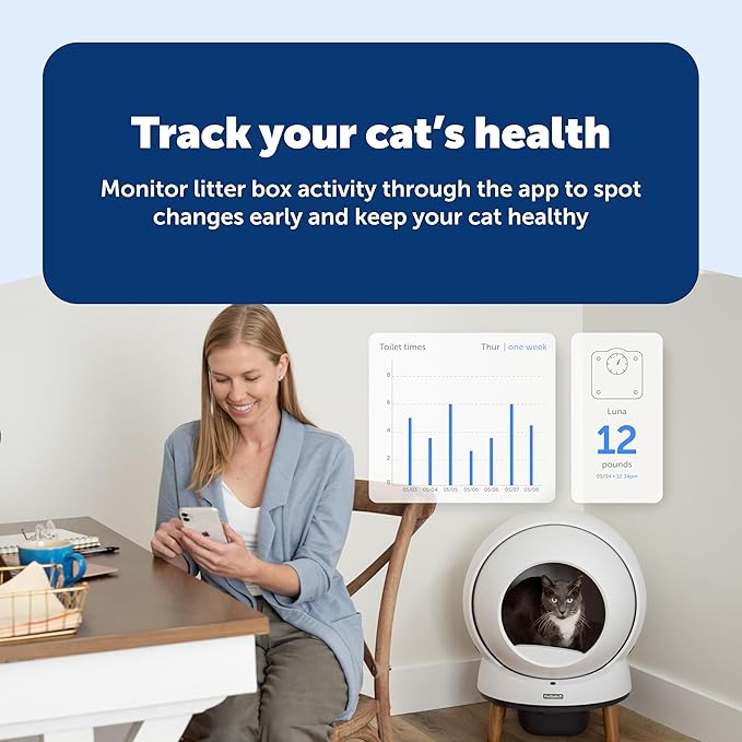 PetSafe ScoopFree SmartSpin Self-Cleaning Cat Litter Box - Advanced Odor Control Technology, App Controlled with Health Monitoring