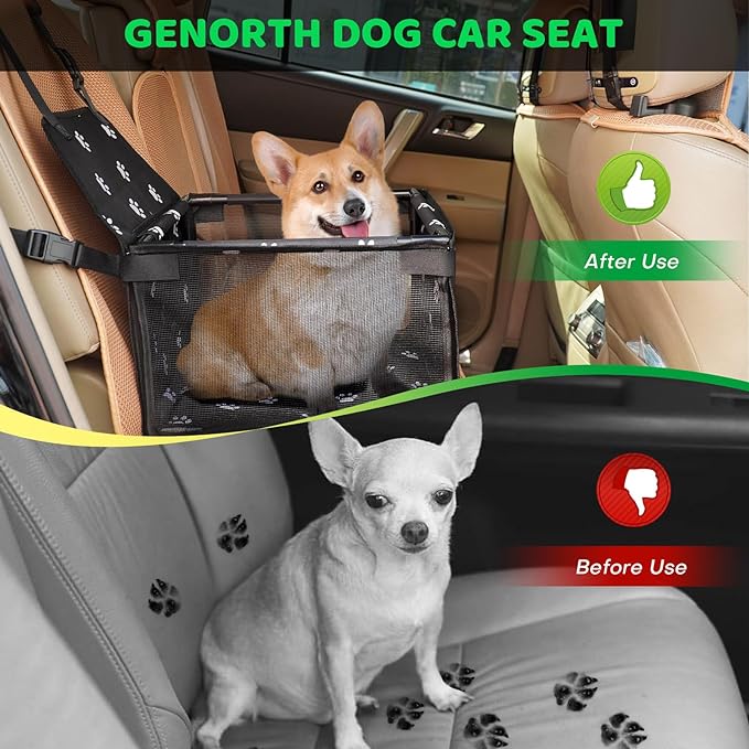 Small Dog Car Seats for Small Dogs,Portable Puppy/Pet Car Booster Seat with Clip-On Leash and Mesh Window for Pet Up to 11 lbs