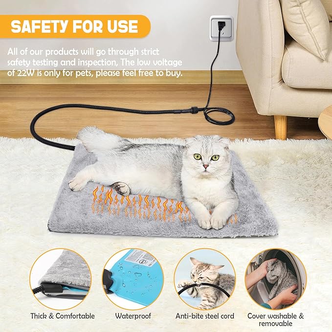 Heated Cat Houses for Outdoor Cats - Elevated Weatherproof Insulated Heated Outdoor Cat House for Winter - Feral Cat Shelter for Outside Cats - Outdoor Heated Cat House (Brown)