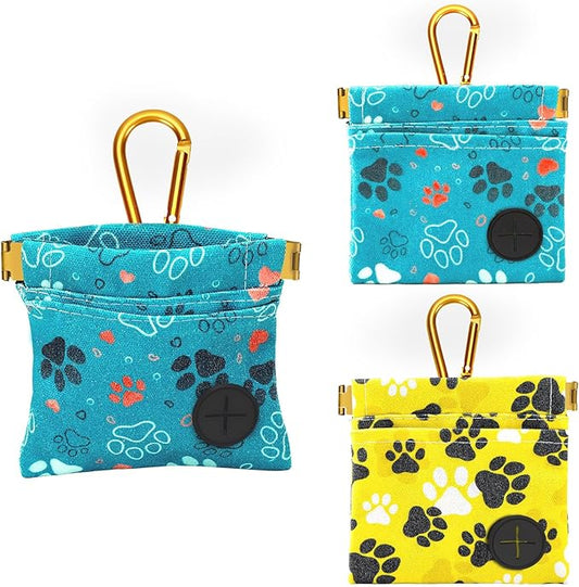 2 Pack Dog Treat Pouch， Portable Puppy Dog Training Treat Bag for pet Training Hand Free Dog Walking BagAuto Closing Pet Feed Snack Reward for Puppy Travel or Outdoor