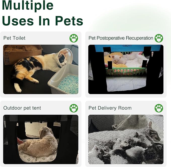 Love's cabin Pet Puppy Dog Playpen, Large Dog Tent Crates Cage Indoor/Outdoor, Portable Exercise Playpen for Dog and Cat, Foldable Pop Up Dog Kennel Playpen with Carring Case (L, Grey)