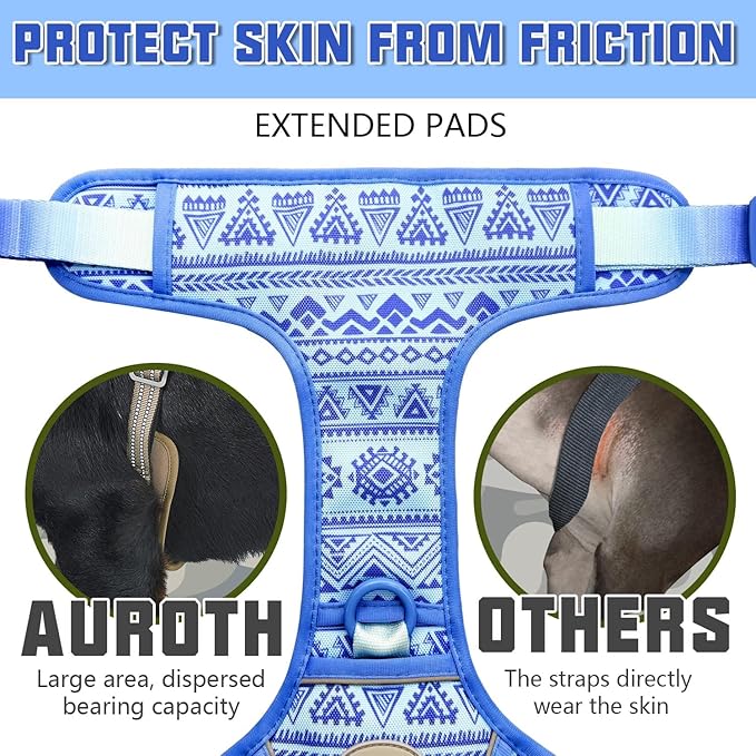 AUROTH Tactical Dog Harness for Large Dogs No Pull Adjustable Pet Harness Reflective K14 Working Training Easy Control Pet Vest Military Service Dog Harnesses