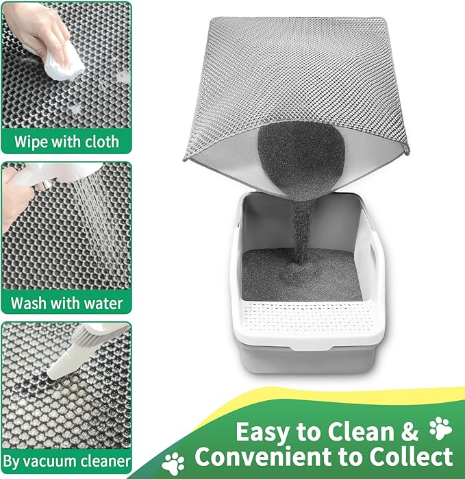 GRELY 35''X 25'' Large Litter Mat, 2 Layer Cat Litter Mat Litter Trapping Mat,Litter Box Mats for Floor, Cats Litterbox Catcher Rug for Kitty Pet, Waterproof Urine Proof,Non-Slip