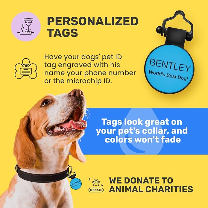 SiliDog - The Original Silicone Silent Dog Tag - Personalized Engraved Soundless Pet ID - As Seen On Shark Tank - Durable - Never Fades