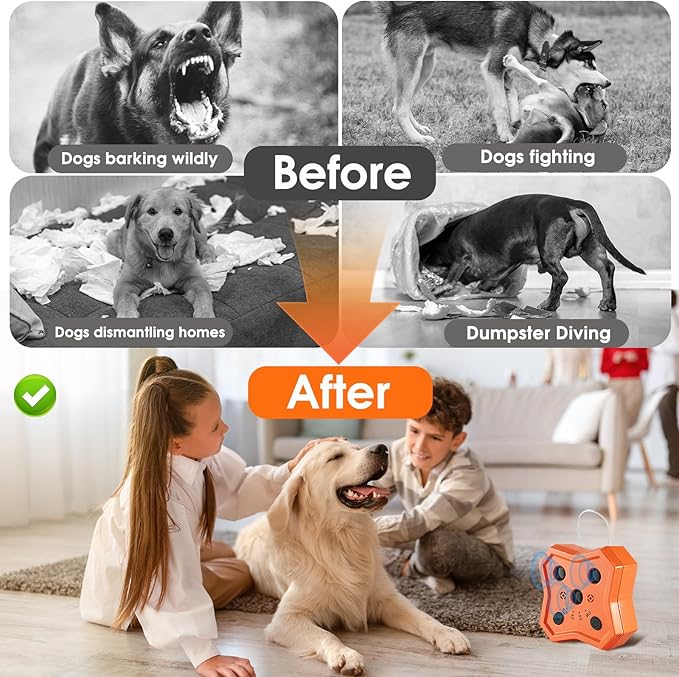 Anti Barking Device for Dogs: Ultrasonic Dog Bark Deterrent Devices with 3 Training Modes 50 FT | Dog Barking Silencer Bark Box for Indoor Outdoor | Stop Barking Control Device for Dogs (Orange)
