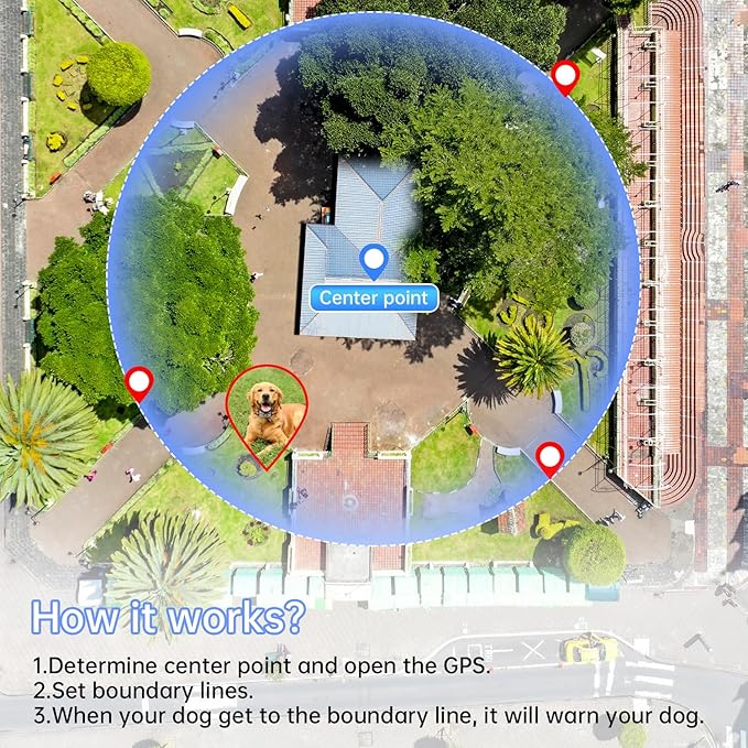 GPS Wireless Dog Fence, Electric Fence for Dogs | Safe Zone Radius up to 66-6561ft, Rechargeable & Waterproof Dog Collar, Pet Containment System-Outdoor Use, for Dogs Over 15 Lbs