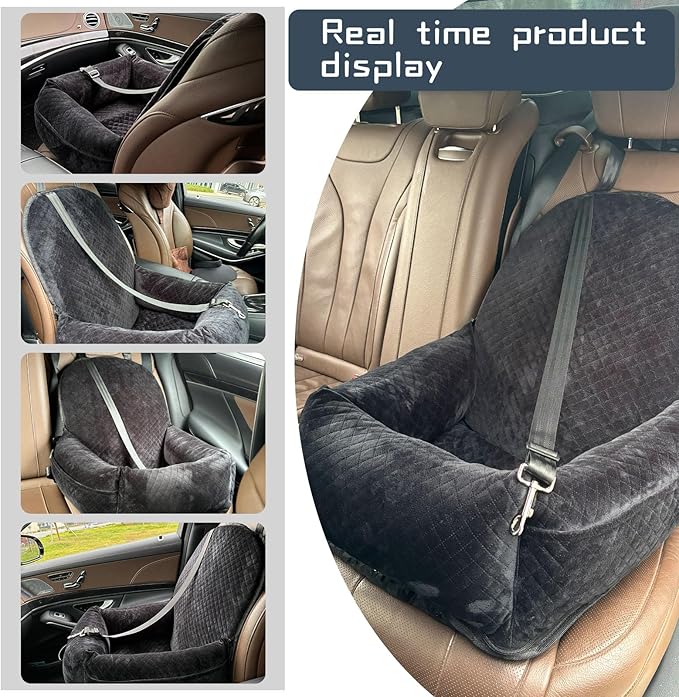 Luxury Dog Booster Seat - Safe & Comfortable Travel Bed, Disassembles for Easy Cleaning, Black, Medium