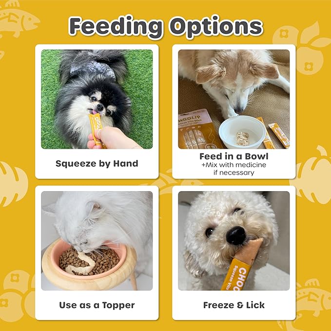 Choolip Squeeze Vita Stick Lickable Cat and Dog Treats, 49-Count Kidney Support Variety Pack, Tuna and Pollack with Cranberry, CoQ10 and Omega-3