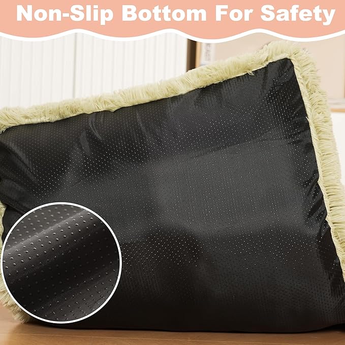 Bedfolks Waterproof XXL Dog Crate Bed, Plush Pad with Removable Cover, Faux Fur, Washable Kennel Bed, 47"x29", Sage Green