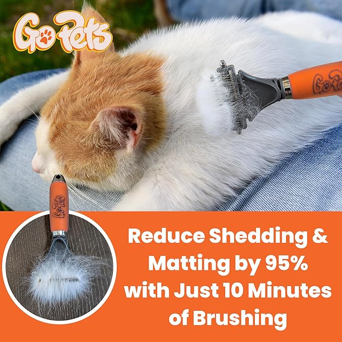 GoPets Dematting & Deshedding Brush Bundle, Double-Sided Grooming Tool, Small Pin Slicker Brush for Dogs & Cats, Undercoat Rake, Mat Remover, Hair Detangler, Tangle Control, Sensitive Pet Grooming