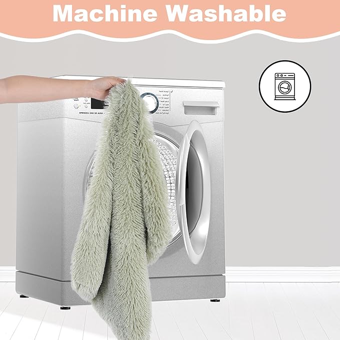 Bedfolks Waterproof Crate Bed, Plush Dog & Cat Kennel Pad with Removable Cover, Faux Fur, Washable, 17"x12", Sage Green