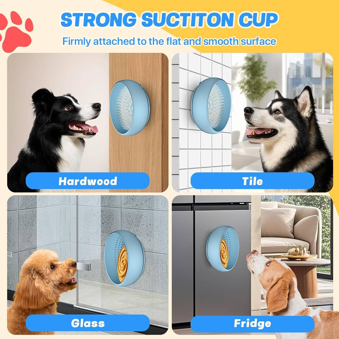 Pawinner 2 Pack Dog Lick Bowl, Freeze Lick Mat for Dogs, Non-Slip Slow Feeder Licking Bowl with Suction Cups, Food Grade Silicone, Enrichment Puzzle Feeder for Distraction(Blue)