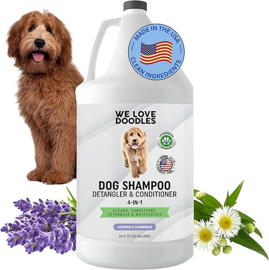 Dog Shampoo Half Gallon - Cleans, Conditions & Detangles, Goldendoodles, Poodles, & Doodle Shampoo - for Matted Pet Hair - Sensitive Skin Wash for Puppies - Made in The USA, 64OZ (Lavender)