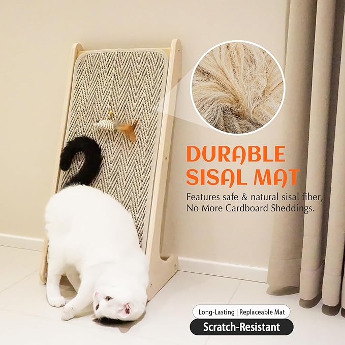 PETKARAY Cat Scratcher, Sisal Scratching Ramp, L Shape Cat Scratch Pad for Indoor Cats, Wall Furniture Protector Large Size