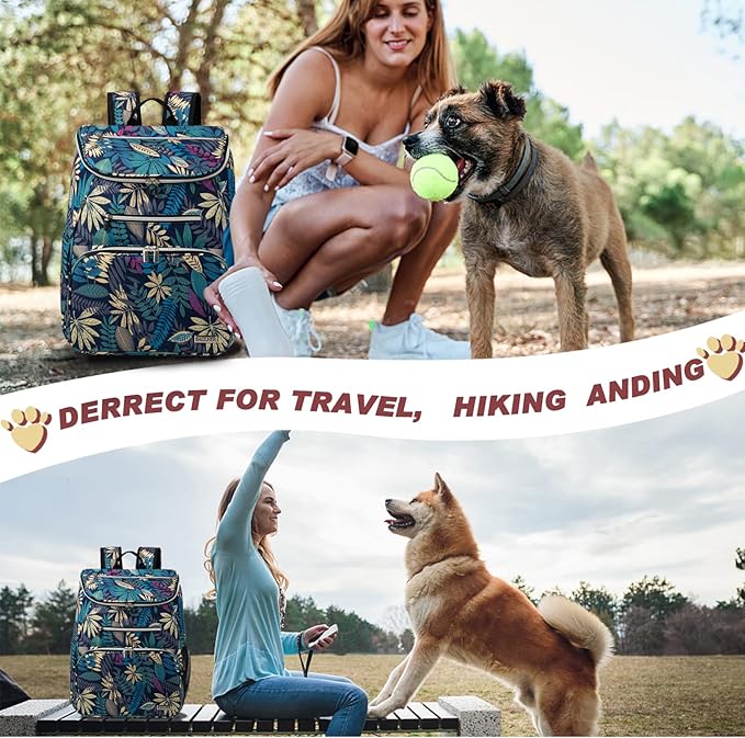 BAGLHER Dog Travel Bag Backpack, Airline Approved Pet Supplies Backpack, Dog Travel Bag with 2 Silicone Collapsible Bowls and 2 Food Baskets Hawaii
