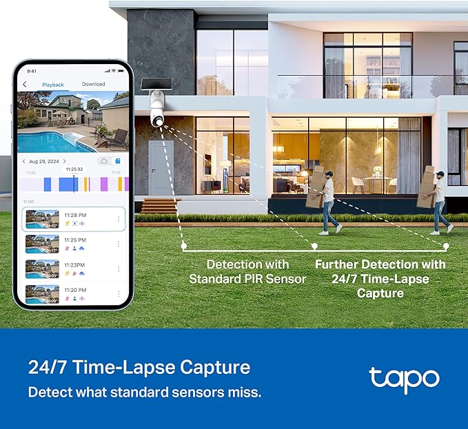 Tapo 4K Outdoor Pan/Tilt Wireless Security Camera - Battery with Solar Charging, 360° Motion Track, 24/7 Capture, Person/Vehicle Detection, Subscription-Free Local Storage or Optional Cloud, C660 KIT