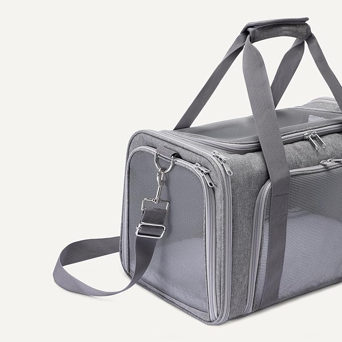 Amazon Basics Soft Cat & Dog Carrier with Adjustable Shoulder Strap, Airline-Approved, Foldable and Portable Design, Mesh Ventilation