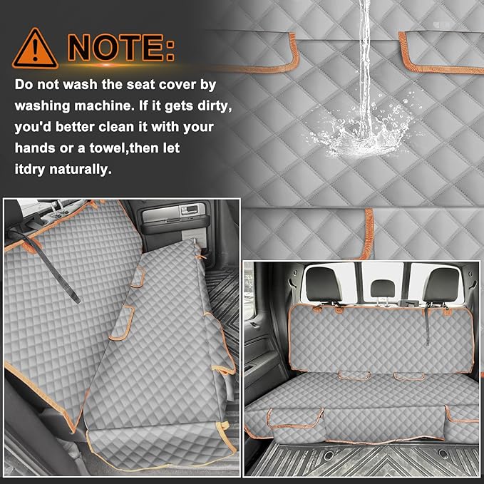 sportuli Dog Truck Rear Bench Seat Cover Replace for Ford F-Series,Chevy Silverado, Dodge Ram, 600D Oxford Cloth Heavy Duty Waterproof Non Slip Pet Truck Back Seat Cover, Fit for All Full-Size Trucks