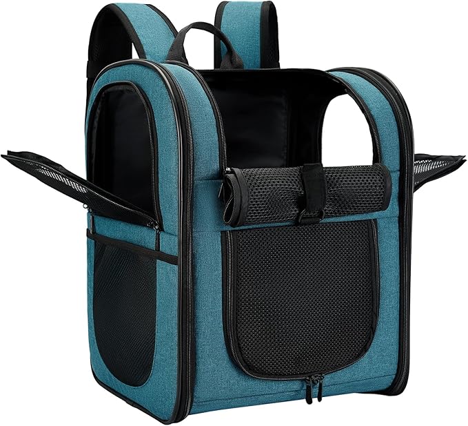 Apollo Walker Dog & Cat Carrier Backpack for 4-18lb Pets - Ventilated Safe Design with Padded Back Support, Breathable Mesh Pet Backpack for Hiking, Travel, Outdoor (Teal)