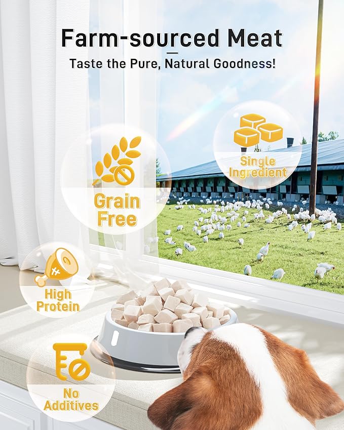 Freeze-Dried Chicken Treats for Cats & Dogs, 【2.2 lbs】 High-Protein Single Ingredient | Grain-Free, No Additives | Training Reward & Nutritional Supplement | Resealable Box